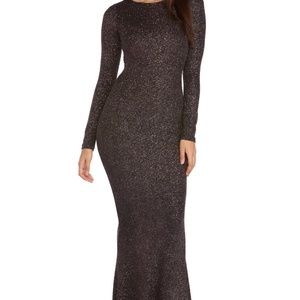 Open Back Glitter Gown